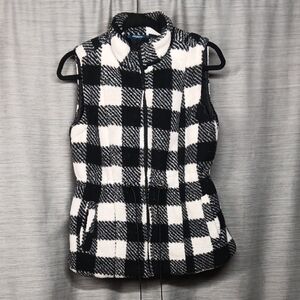 Arden B Black and White Plaid Vest